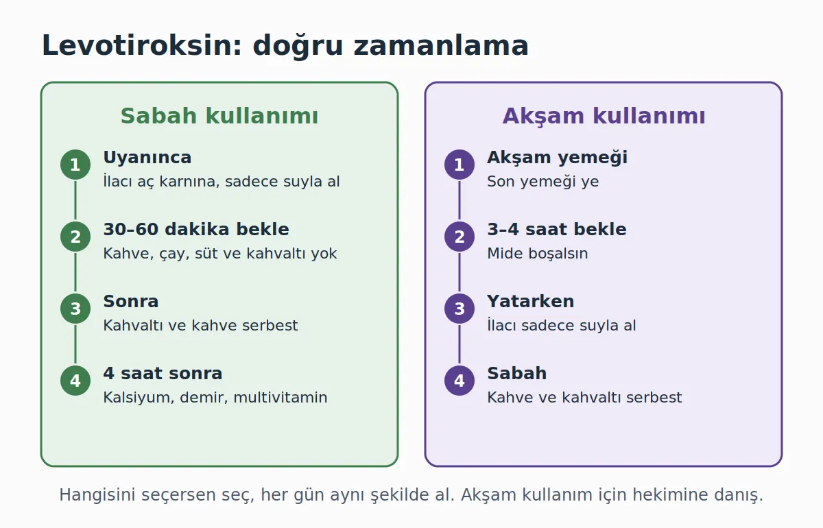 Levotiroksin sabah ve akşam kullanım zamanlaması şeması